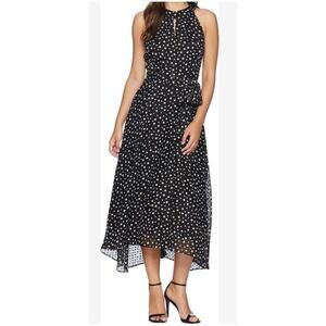 Wedding Guest Maxi Dress Tahari Black White Polka Dot Size 6